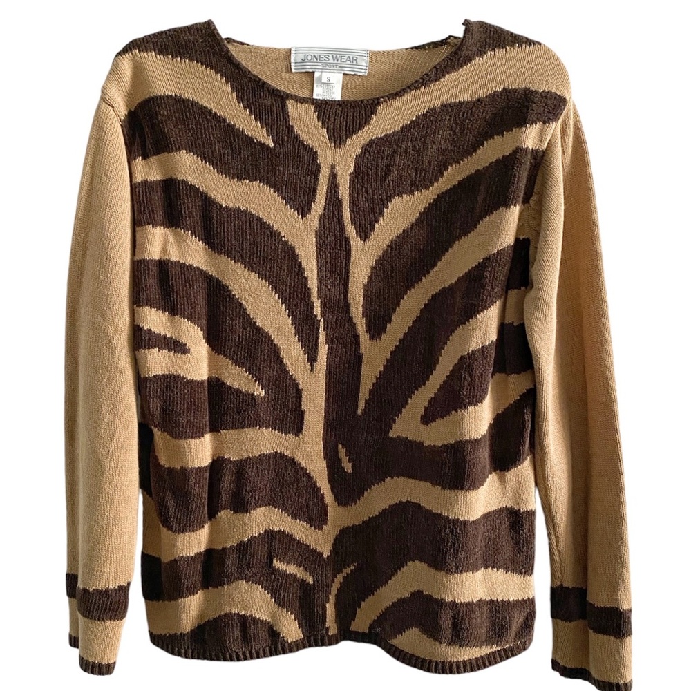 Vintage 90’s Jones Wear Sport knit sweater, animal print